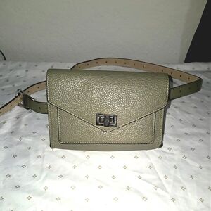 Olive Green Faux Leather Belt Bag